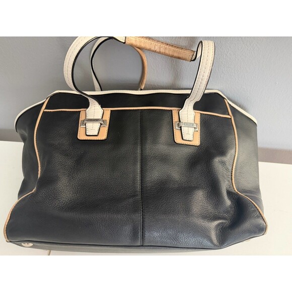 Coach Vintage Black Tote HandBag Black Leather Taylor Spectator F26132 purse - Picture 4 of 12